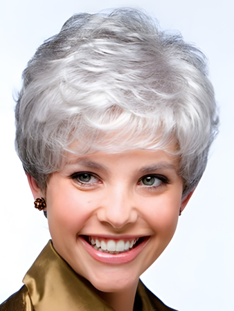 Gray Full On Wavy Synthetic Capless Wig