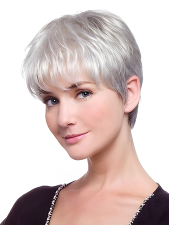 Lace Front Short Synthetic Straight Gray Wig