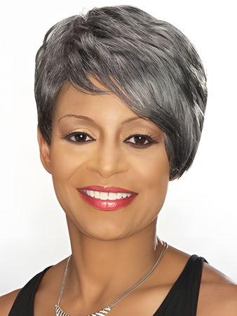 Side Swept Fringe Short Gray Wig
