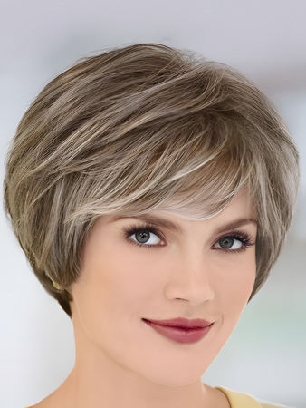 Short Wavy Gray Wig With A Charming Bangs