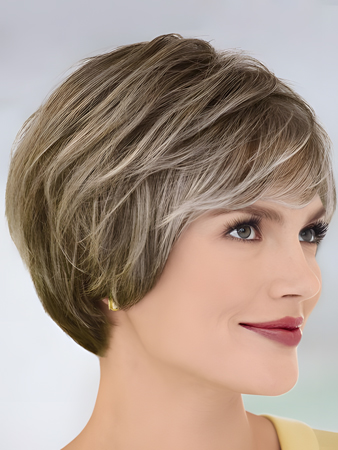 Short Wavy Gray Wig With A Charming Bangs