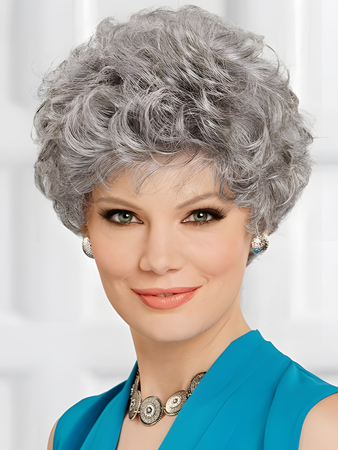 Close-cropped Style Gray Wig With Tapered Waves