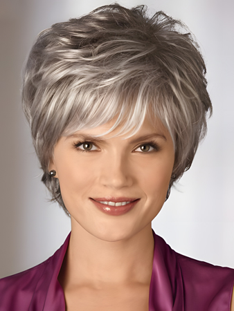 Charming Short Layerd Gray Wig