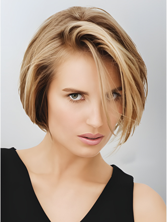 Designed Straight Human Hair Lace Front Wig