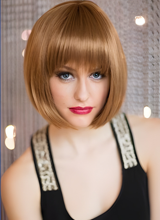 Women Stylish Auburn Soft Human Hair Wig