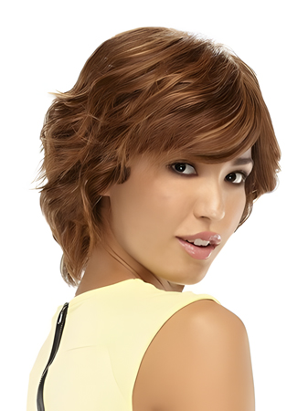 Marvelous Short Shag Mono Top Human Hair Wavy Wig