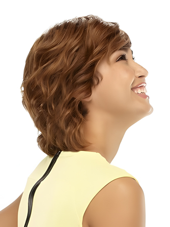 Marvelous Short Shag Mono Top Human Hair Wavy Wig