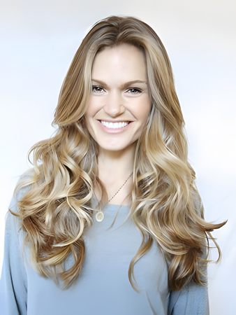 Glamorous Human Hair Wavy Lace Front Wig