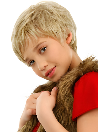 Short Shag Style Wavy Front Lace Kids Wig