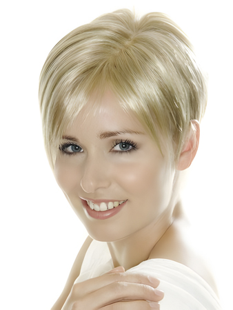 Light Blonde Short Cropped Synthetic Lace Wig For Woman