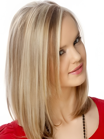 Lace Front Straight Medium 100% Human Hair Wig For Woman