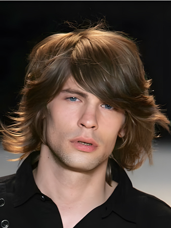 Medium Wavy Human Hair Mens Wig