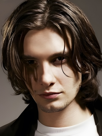 Medium Wavy Centre Parting Human Hair Mens Wig 