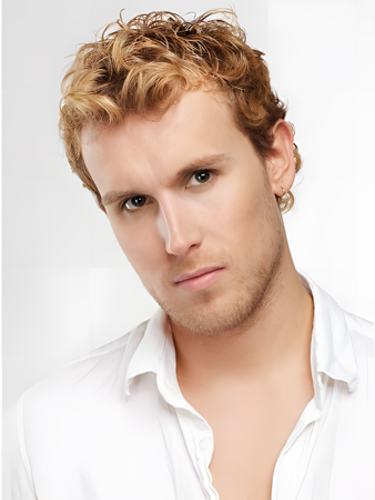 Short Wavy Fashionable Blonde Synthetic Men Wig