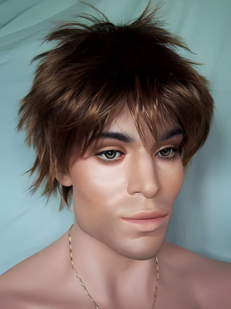 Short Natural Straight Lace Front Mens Wig