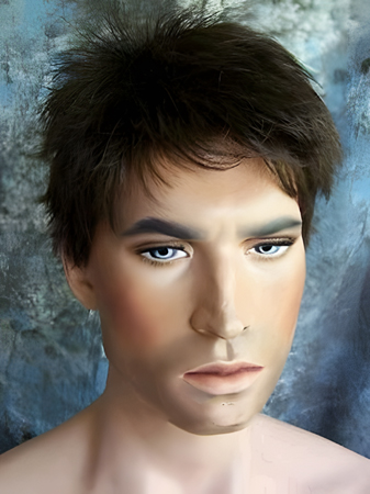 Short Straight Synthetic Capless Mens Wig