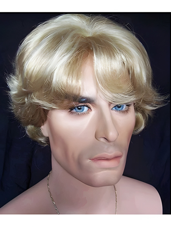 Cheap Short Synthetic Capless Mens Wig