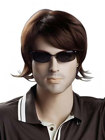 Medium 10 Inch Durable Capless Synthetic Mens Wig