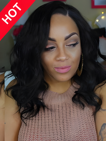 African American Long Wavy Human Hair Wig