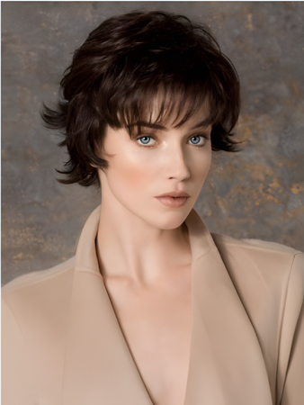 Most Popular Comfortable Short Wavy Monofilament Brown Cheap Wig