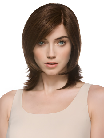 Fashionable Natural Medium Wavy Monofilament Brown Wig