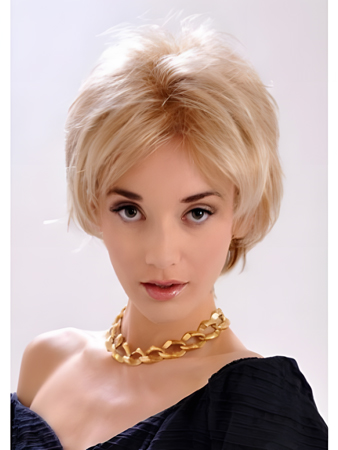 Beautiful Feminine Short Wavy Monofilament Blonde Wig