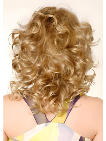 Elegante Medium Curly Monofilament Blonde Fashionable Wig
