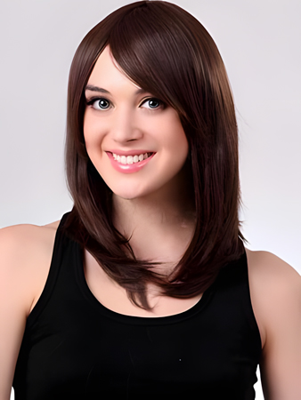 Stupendous Straight Medium Length Capless Synthetic Wig