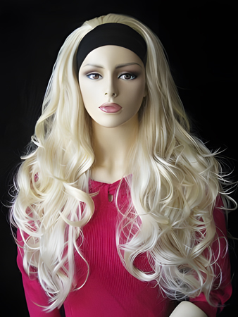 Long Synthetic Tumbling Wavy 3/4 Wig