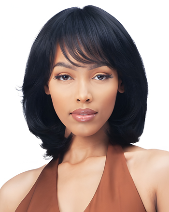 Shoulder Length Straight Wig with Wispy Bangs for Black Women – Natural Look Synthetic Hair