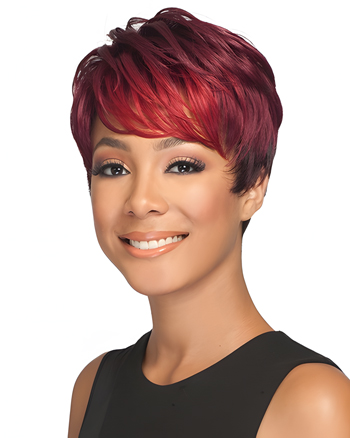 Trendy Short Pixie Cut Capless Synthetic Wig – Burgundy Red Layered Style