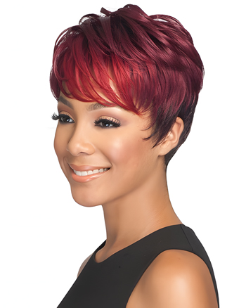 Trendy Short Pixie Cut Capless Synthetic Wig – Burgundy Red Layered Style