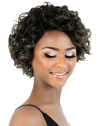 Short Curly Bob Wig with Blonde Highlights – Natural-Looking Synthetic Wig for Black Women