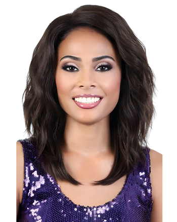 Medium Length Wavy Wig for Black Women – Natural Black Shoulder-Length Synthetic Hair
