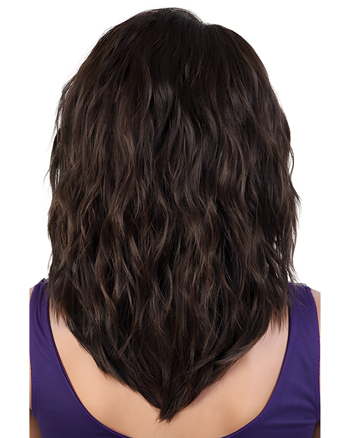 Medium Length Wavy Wig for Black Women – Natural Black Shoulder-Length Synthetic Hair