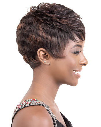 Short Curly Pixie Cut Wig – Natural Black Brown Layered Synthetic Wig for Women