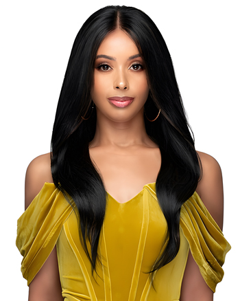 Classic Middle Part Long Straight Black Synthetic Wig for African American Women