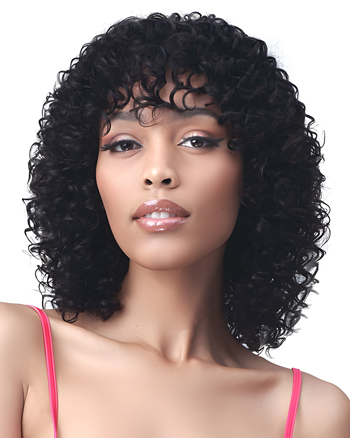 Short Curly Bang Synthetic Wig for African American Women