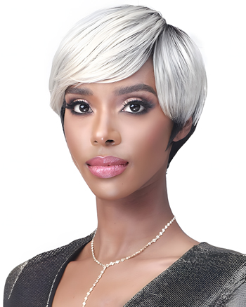Short Silver Pixie Cut Wig for Women – Sleek Side Part Synthetic Hair, Natural Look