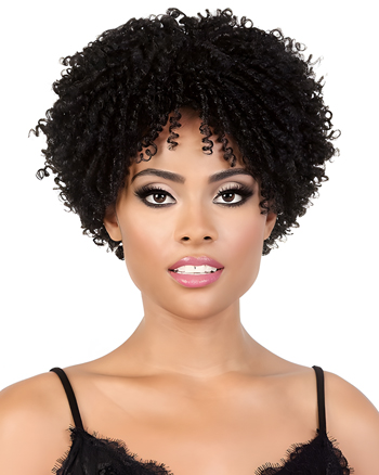 Short Kinky Curly Synthetic Capless Wig with Bangs for African American Women