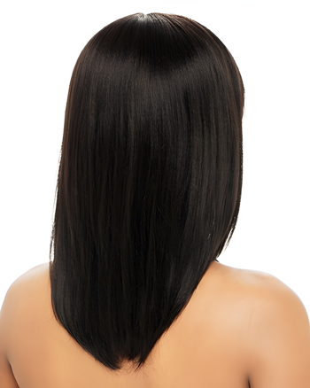 Medium Straight Synthetic Capless Wig with Full Bangs for African American Women