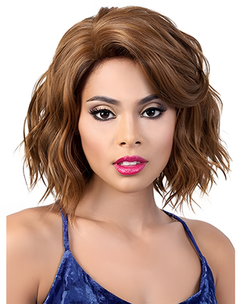 Short Wavy Brown Bob Wig for Women – Natural Looking Synthetic Hair with Side Part, Heat Resistant Shoulder Length Wig
