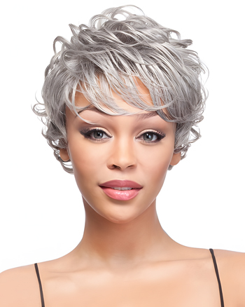 Short Silver Pixie Cut Wig with Layered Tousled Style for Women – Natural Volume Look