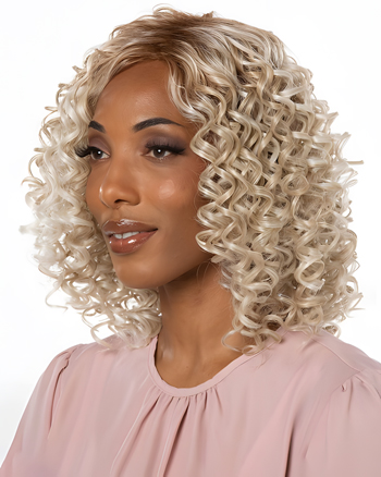Blonde Curly Bob Wig – Short Shoulder-Length Synthetic Wig with Natural-Looking Curls
