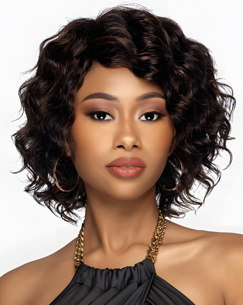 Short Curly Bob Wig for Black Women – Natural Look Synthetic Wig with Side Part, Heat Resistant Hair