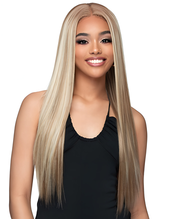 Long Straight Blonde Highlight Synthetic Wig with Middle Part for African American Women – Natural Look & Heat Resistant