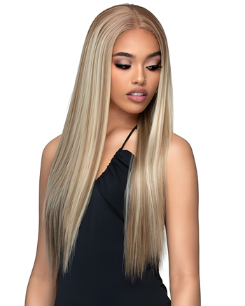 Long Straight Blonde Highlight Synthetic Wig with Middle Part for African American Women – Natural Look & Heat Resistant
