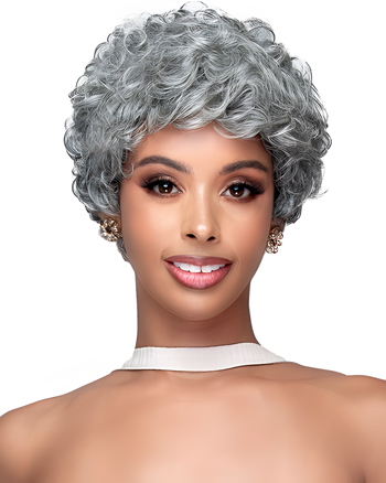 Short Curly Silver Synthetic Wig for African American Women – Vintage Style & Natural Look