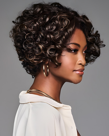 Short Curly Afro Wig for Black Women – Natural Looking Voluminous Bouncy Curls, Heat Resistant Synthetic Hair