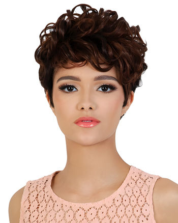 Short Curly Brown Synthetic Wig for Women – Natural Voluminous Pixie Cut, Heat Resistant Daily & Party Wig